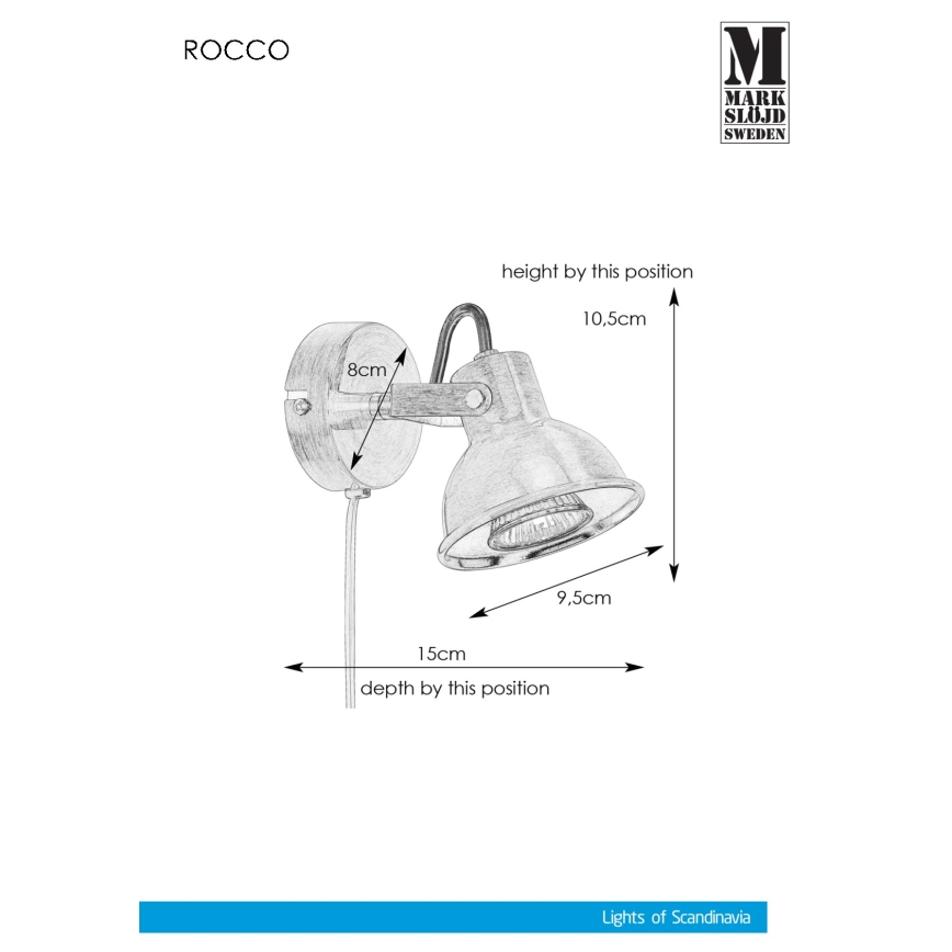 Markslöjd 107853 - Foco de parede ROCCO 1xGU10/7W/230V