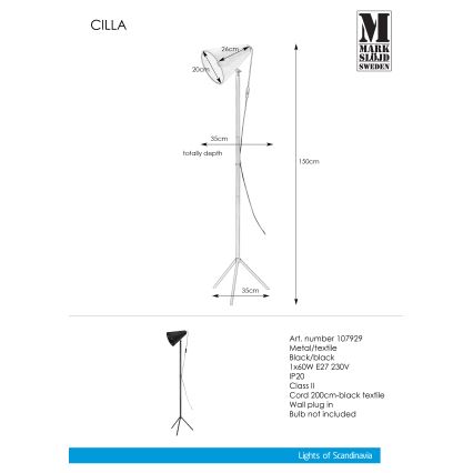 Markslöjd 107929 - Luminária de piso CILLA 1xE27/60W/230V