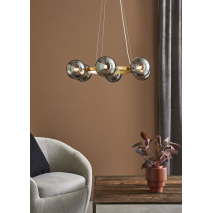 Markslöjd 108050 - Candelabro num fio CIRCLE 6xG9/20W/230V dourado