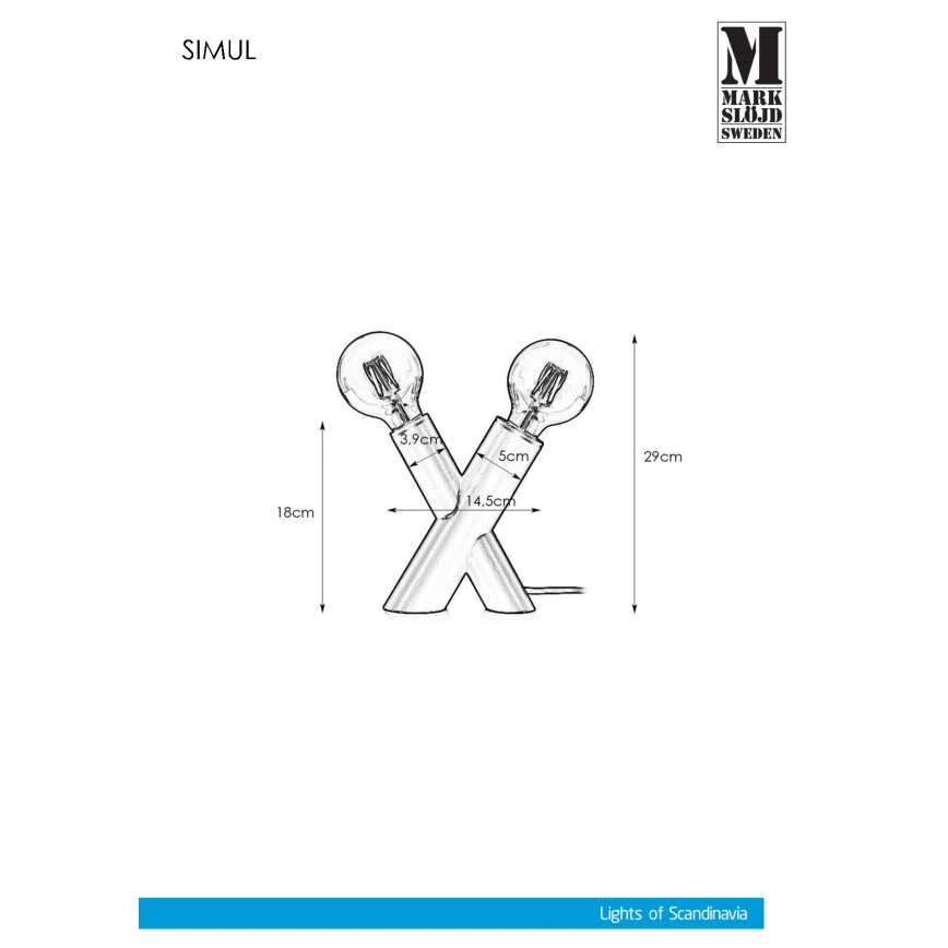 Markslöjd 108053 - Candeeiro de mesa SIMUL 1xE27/40W + 1xE14/40W/230V dourado