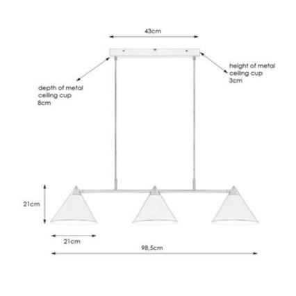 Markslöjd 108075 - Candelabro suspenso KLINT 3xE14/40W/230V branco