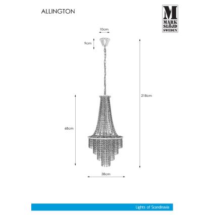 Markslöjd 108125 - Candelabro suspenso de cristal ALLINGTON 3xE14/25W/230V