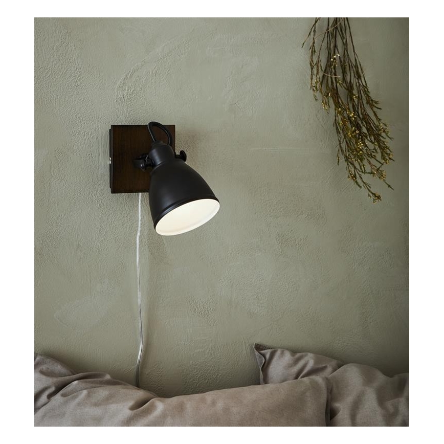 Markslöjd 108211 - Foco de parede NATIVE 1xE14/18W/230V preto/castanho