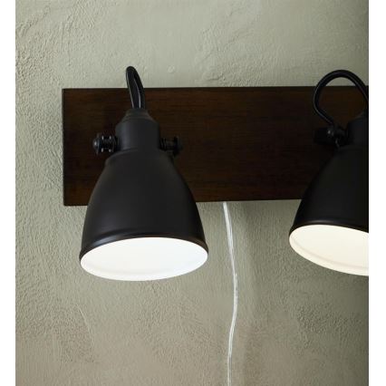 Markslöjd 108213 - Foco de parede NATIVE 2xE14/18W/230V preto/castanho
