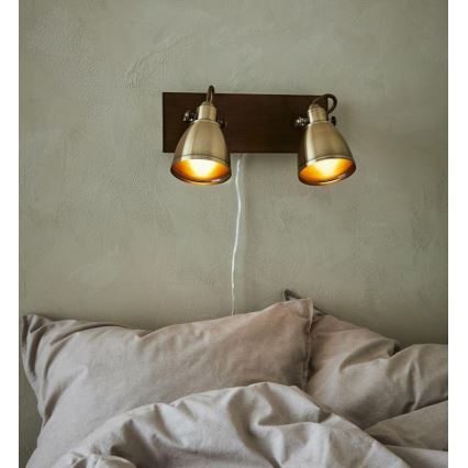 Markslöjd 108214 - Foco de parede NATIVE 2xE14/18W/230V latão/castanho