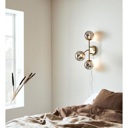 Markslöjd 108253 - Iluminação de parede TRINITY 3xG9/20W/230V dourada/cinzenta