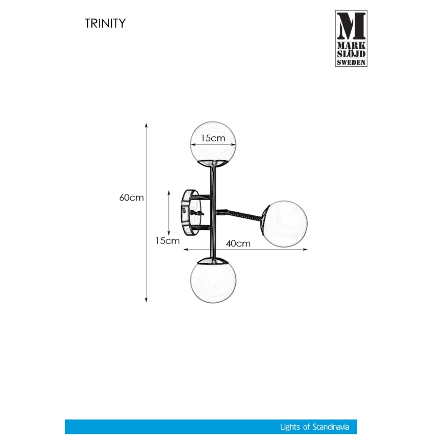 Markslöjd 108253 - Iluminação de parede TRINITY 3xG9/20W/230V dourada/cinzenta