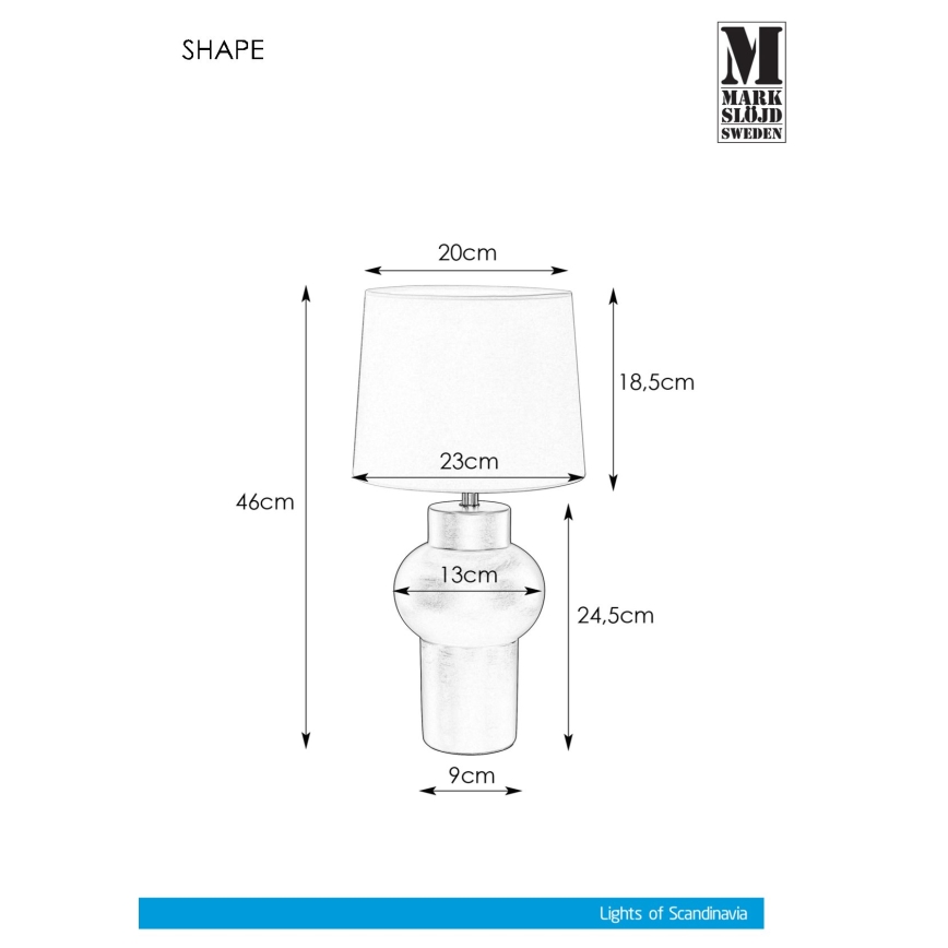 Markslöjd 108450 - Candeeiro de mesa SHAPE 1xE27/40W/230V branco