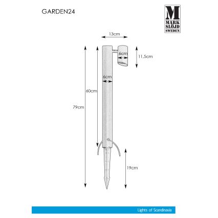 Markslöjd 108485 - Candeeiro exterior LED GARDEN24 LED/6W/24V 60 cm IP44 preto