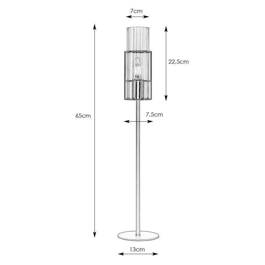 Markslöjd 108558 - Candeeiro de mesa TUBO 1xE14/40W/230V 65 cm cromado brilhante/clear