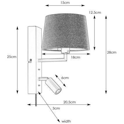 Markslöjd 108595 - Lâmpada de parede LED com USB COMO 1xE14/40W/230V + LED/3W preta