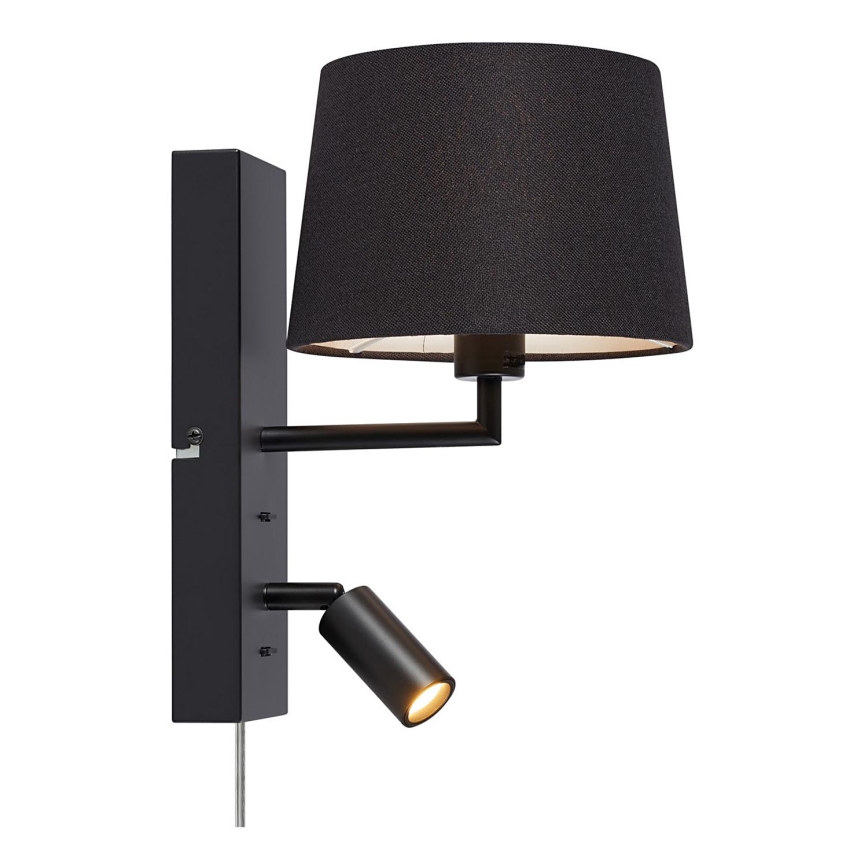 Markslöjd 108595 - LED Candeeiro de parede com USB COMO 1xE14/40W/230V + LED/3W preto