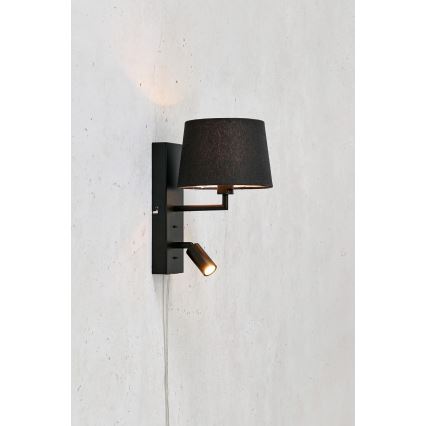 Markslöjd 108595 - LED Candeeiro de parede com USB COMO 1xE14/40W/230V + LED/3W preto
