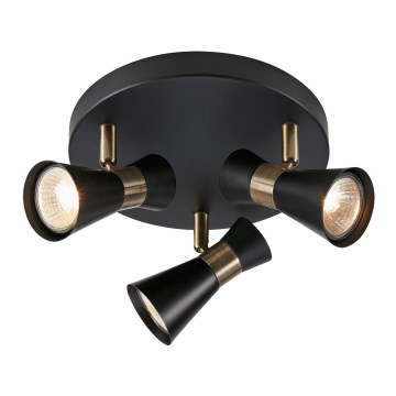 Markslöjd 108626 - Foco FOLIE 3xGU10/7W/230V preto/latão