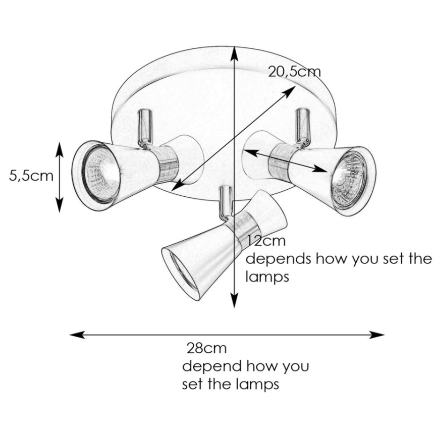 Markslöjd 108628 - Foco FOLIE 3xGU10/7W/230V branco/cromado mate