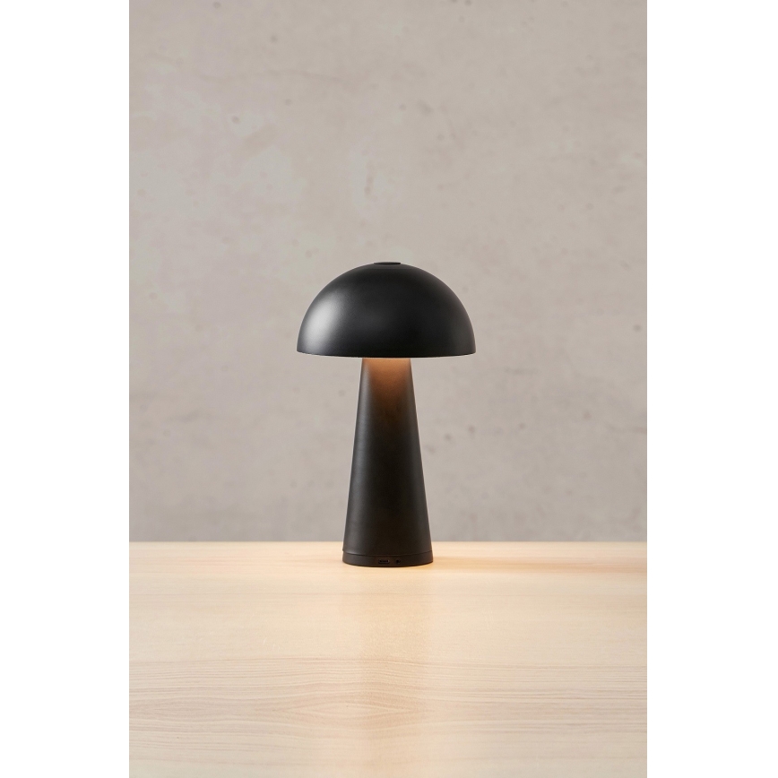 Markslöjd 108655 - Candeeiro LED recarregável e regulável FUNGI LED/1,5W/5V IP44 preto