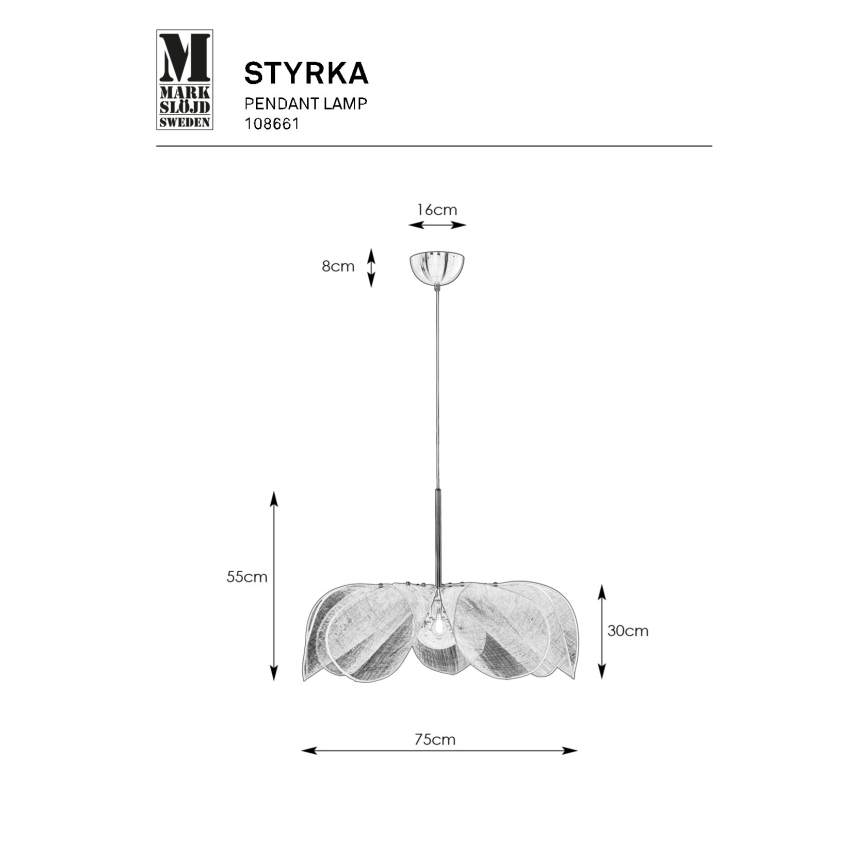 Markslöjd 108661 - Candeeiro suspenso STYRKA 1xE27/40W/230V diâmetro 75 cm bege