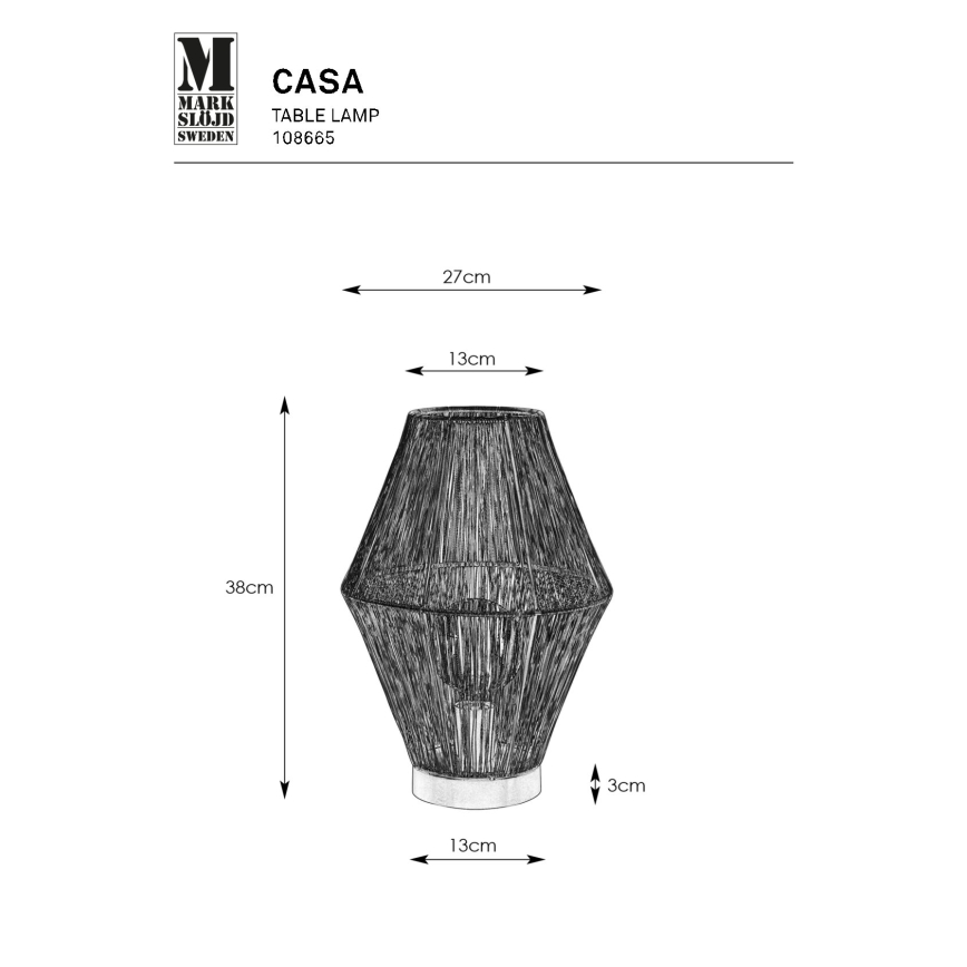 Markslöjd 108665 - Candeeiro de mesa CASA 1xE27/40W/230V latão