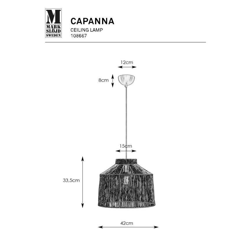 Markslöjd 108667 - Candeeiro suspenso CAPANNA 1xE27/40W/230V latão