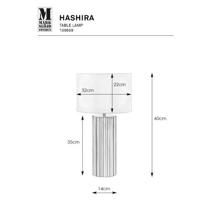 Markslöjd 108669 - Candeeiro de mesa HASHIRA 1xE27/40W/230V branco/latão