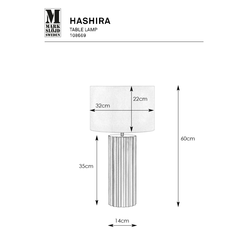 Markslöjd 108669 - Candeeiro de mesa HASHIRA 1xE27/40W/230V branco/latão