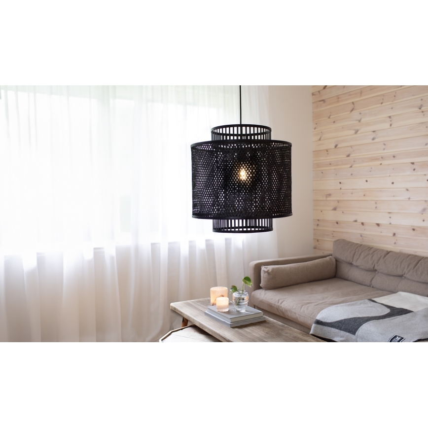 Markslöjd 108676 - Candeeiro suspenso STRATI 1xE27/40W/230V preto/bambu