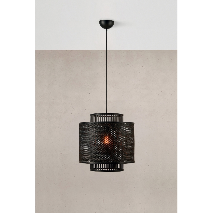Markslöjd 108676 - Candeeiro suspenso STRATI 1xE27/40W/230V preto/bambu