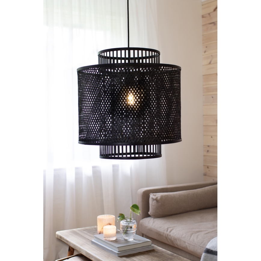 Markslöjd 108676 - Candeeiro suspenso STRATI 1xE27/40W/230V preto/bambu