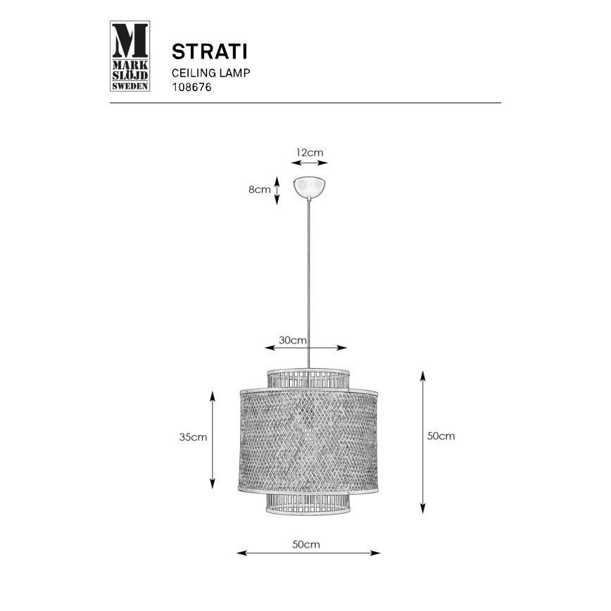 Markslöjd 108676 - Candeeiro suspenso STRATI 1xE27/40W/230V preto/bambu