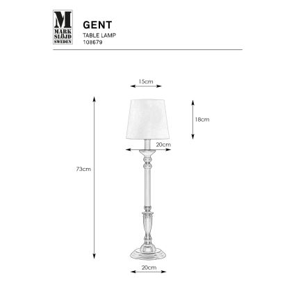 Markslöjd 108679 - Candeeiro de mesa GENT 1xE27/40W/230V latão/preto/branco