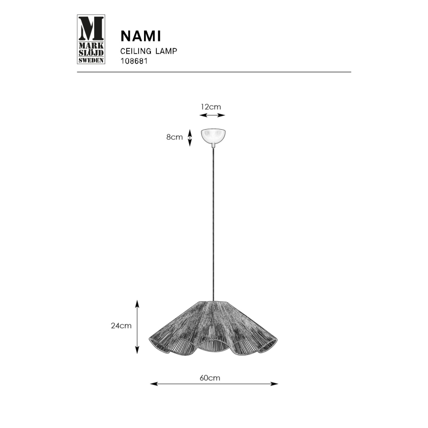 Markslöjd 108681 - Candeeiro suspenso NAMI 1xE27/40W/230V castanho