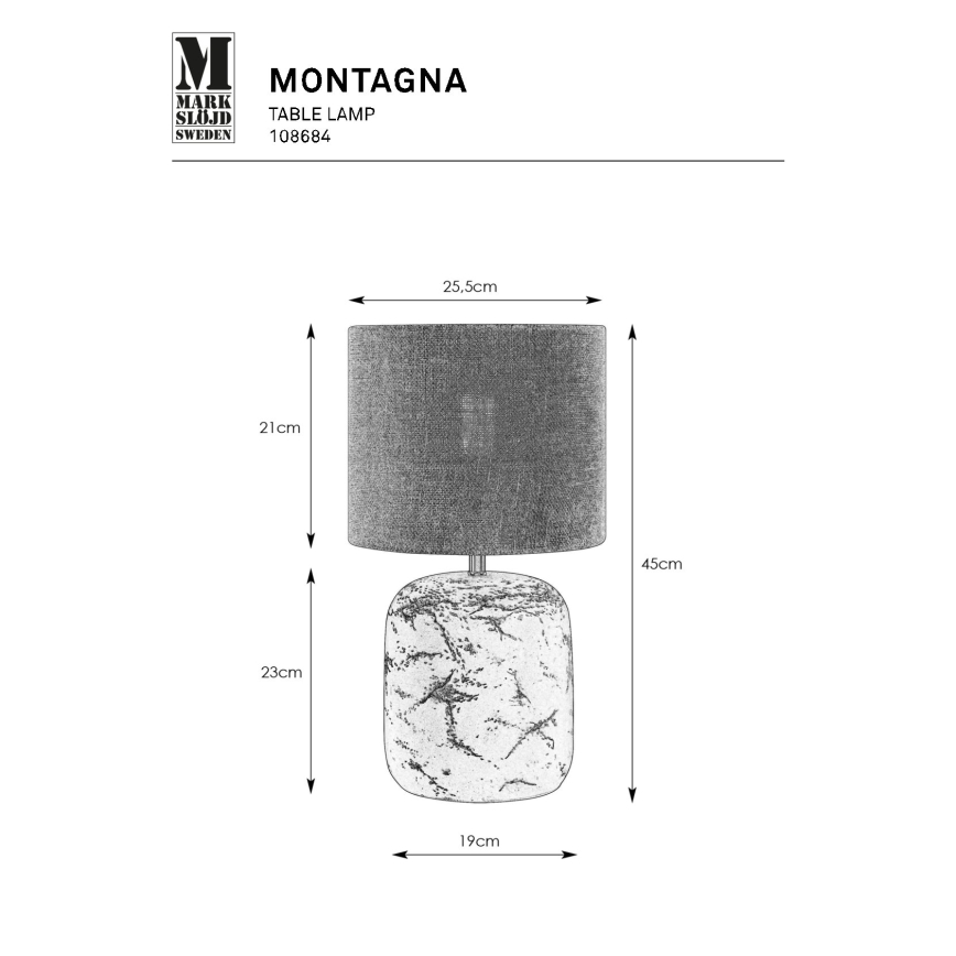 Markslöjd 108684 - Candeeiro de mesa MONTAGNA 1xE14/40W/230V 45 cm bege/preto