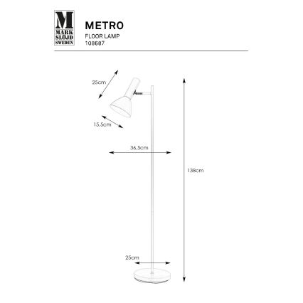 Markslöjd 108687 - Candeeiro de chão METRO 1xE27/40W/230V branco