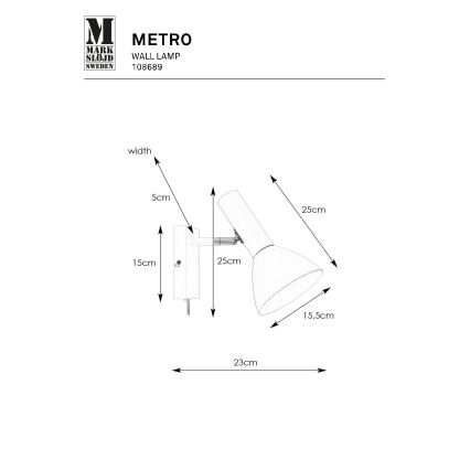 Markslöjd 108689 - Candeeiro de parede METRO 1xE27/40W/230V branco