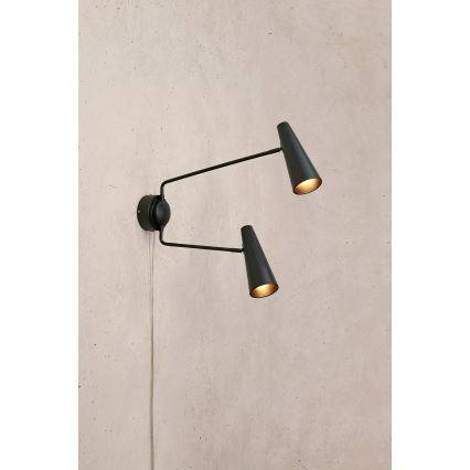 Markslöjd 108690 - Candeeiro de parede PEAK 2xE14/40W/230V preto
