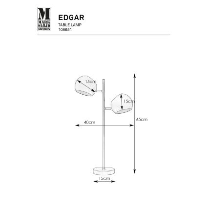Markslöjd 108691 - Candeeiro de mesa EDGAR 2xE14/40W/230V preto