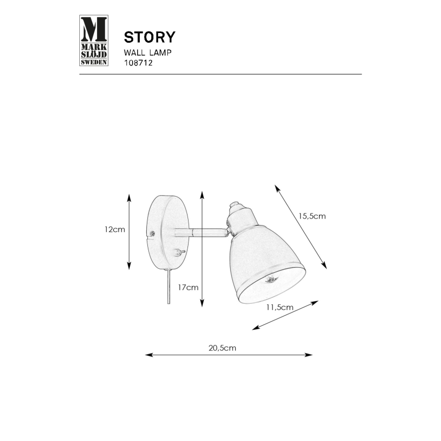 Markslöjd 108712 - Candeeiro de parede STORY 1xE14/40W/230V preto