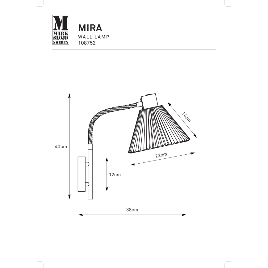 Markslöjd 108752 - Candeeiro de parede MIRA 1xE14/40W/230V preto/branco
