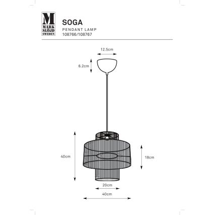 Markslöjd 108766 - Candeeiro suspenso SOGA 1xE27/40W/230V preto