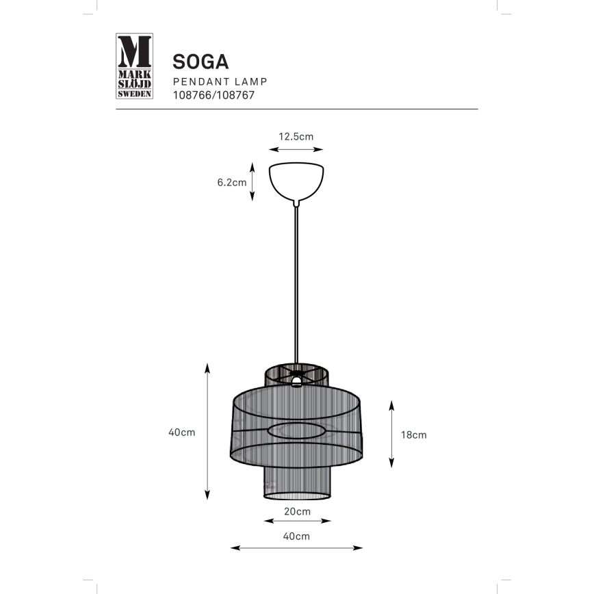 Markslöjd 108766 - Candeeiro suspenso SOGA 1xE27/40W/230V preto