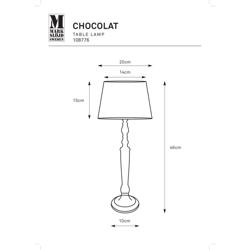 Markslöjd 108776 - Candeeiro de mesa CHOCOLAT 1xE27/40W/230V castanho/bege