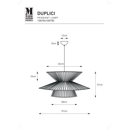 Markslöjd 108784 - Candeeiro suspenso DUPLICI 1xE27/40W/230V preto/bambu