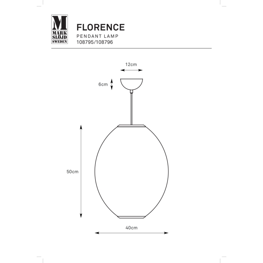 Markslöjd 108796 - Candeeiro suspenso FLORENCE 1xE27/40W/230V branco