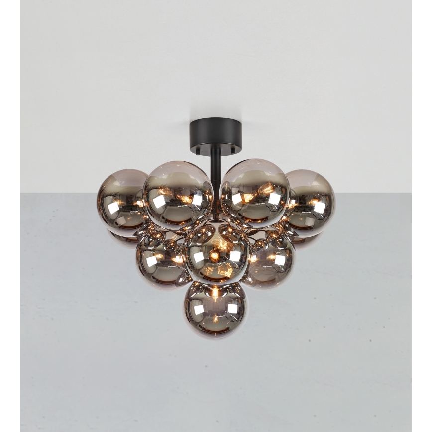 Markslöjd 108845 - Lustre de tecto fixo MERLOT 13xG9/18W/230V Ø 56 cm preto/fumado