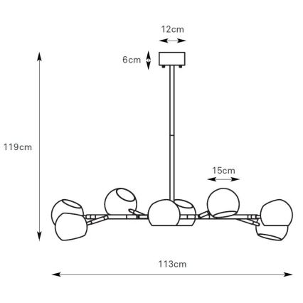 Markslöjd 108852 - Candeeiro suspenso EDGAR 8xE14/40W/230V preto