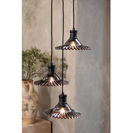 Markslöjd 108853 - Candeeiro suspenso NOVIA 3xE27/40W/230V preto/fumado