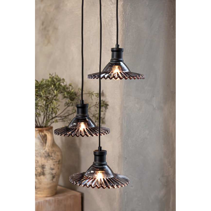 Markslöjd 108853 - Candeeiro suspenso NOVIA 3xE27/40W/230V preto/fumado