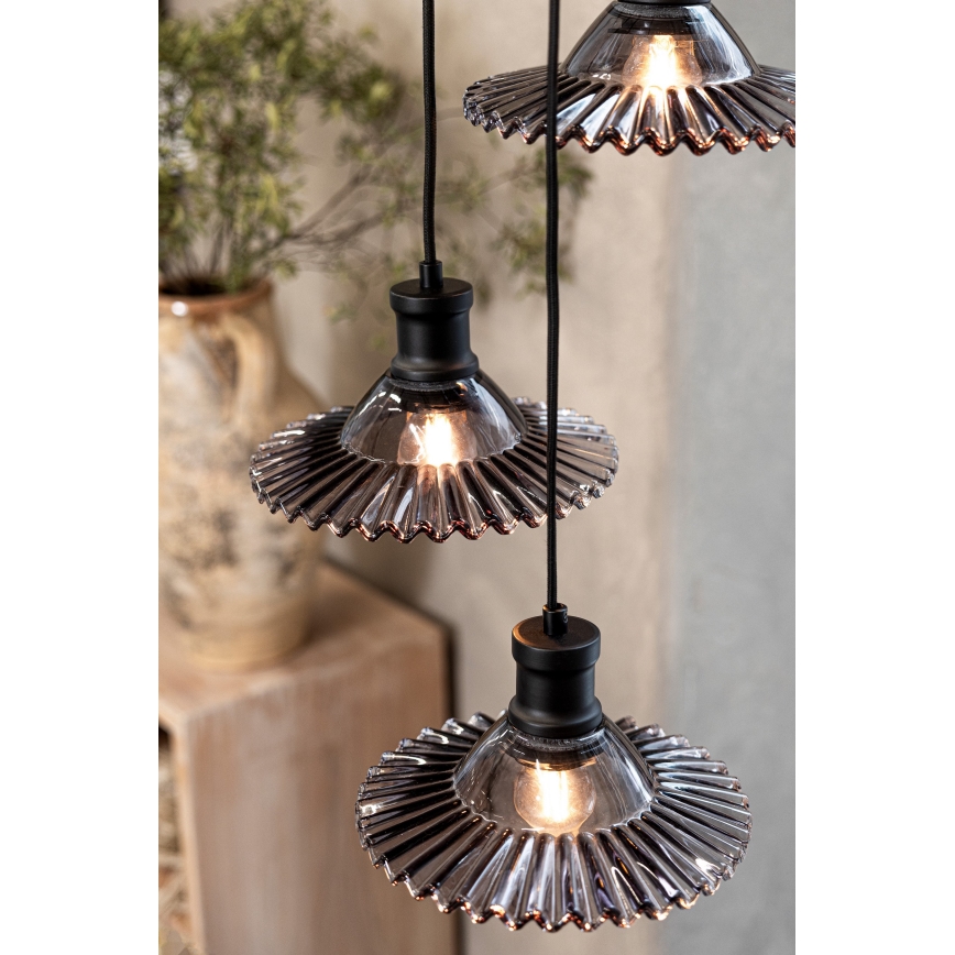 Markslöjd 108853 - Candeeiro suspenso NOVIA 3xE27/40W/230V preto/fumado