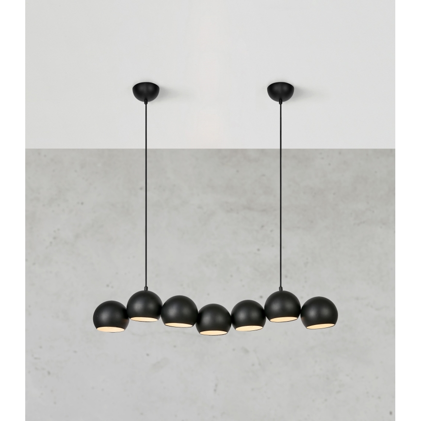 Markslöjd 108860 - Candeeiro suspenso CUPOLO 7xE14/40W/230V preto