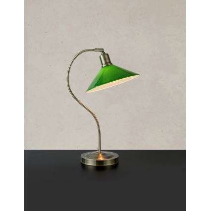 Markslöjd 108864 - Candeeiro de mesa VELA 1xE27/40W/230V latão/verde
